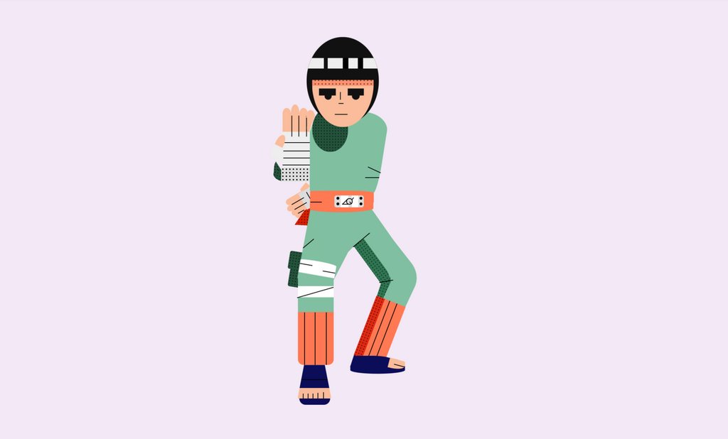 Rock Lee, a shinobi of the Hidden Leaf Village in the anime series Naruto.